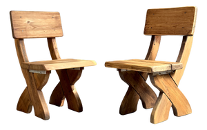 Vintage Wooden Chairs, 1960s, Set of 2