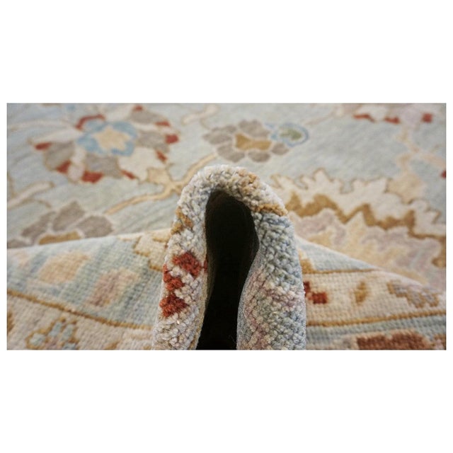 Afghan Wool Sultanabad 10X12 Slate, Ivory, Blue & Red Handmade Area Rug #1143280 For Sale In Houston - Image 6 of 7