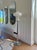 Chrome-plated metal floor lamp with a Murano blown glass shade. Signed Carlo Nason for Mazzega. 1970s. Circular base. In...