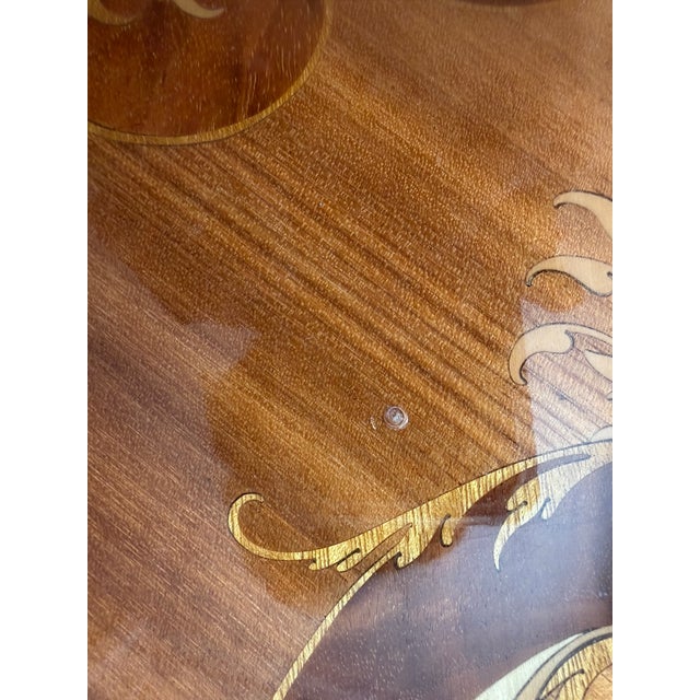Wood 1960s Vintage Bar Cart Inlaid Marquetry Hollywood Regency Italian Tea Italy Folding Leaf For Sale - Image 7 of 15