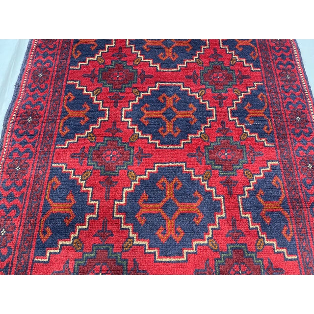 Red & Navy Geometric Medallion Tribal Runner Rug, 2'6" X 9'8" For Sale - Image 9 of 16