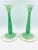 Early 20th Century Art Deco Jadeite-Style Candle Holders With Chronograph Gold Leaf Motif - a Pair For Sale - Image 12 of 12