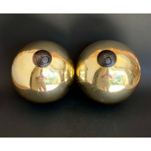 Mid-Century Modern Mid-Century French Sculptural Gilt Eglomisé Glass Spheres, 1950s, Set of 2 For Sale - Image 3 of 4