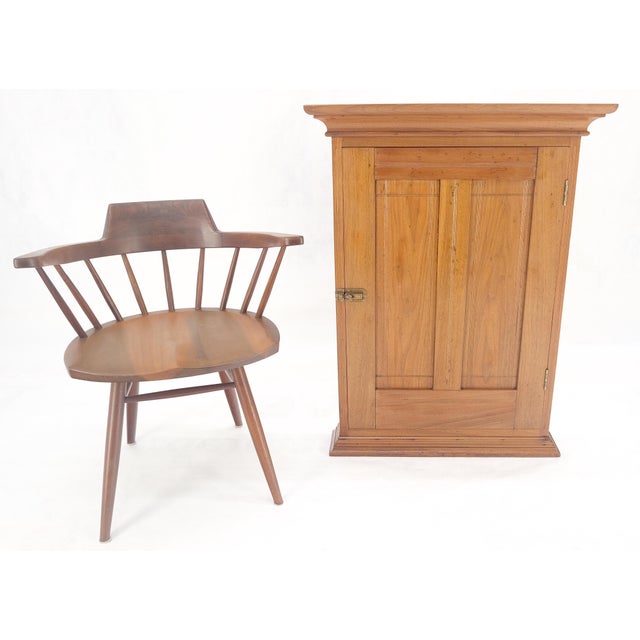 Late 19th Century Victorian Solid Walnut Hanging Flat Wall Cabinet for Keys Crown Top MINT For Sale - Image 5 of 8