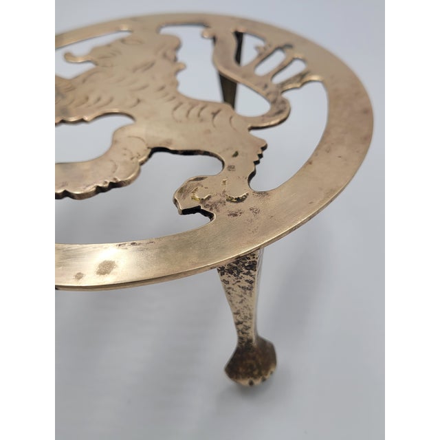 19th Century Antique Scottish Lion Rampant Brass Table Trivet For Sale - Image 11 of 12