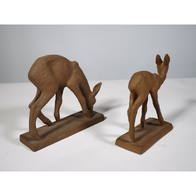 Mid-Century Deer Sculptures in Terracotta by Else Bach for Karlsruhe Majolica, 1950s, Set of 2 For Sale - Image 6 of 10