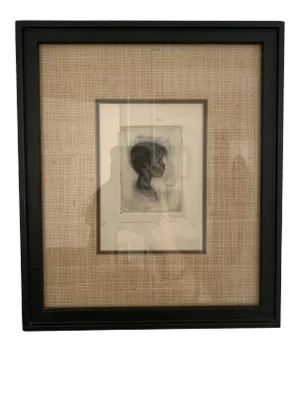 Late 20th Century "Portrait of a Boy" Figurative Drawing, Framed