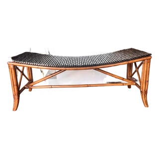 Vintage Boho Palecek Bamboo Bench For Sale
