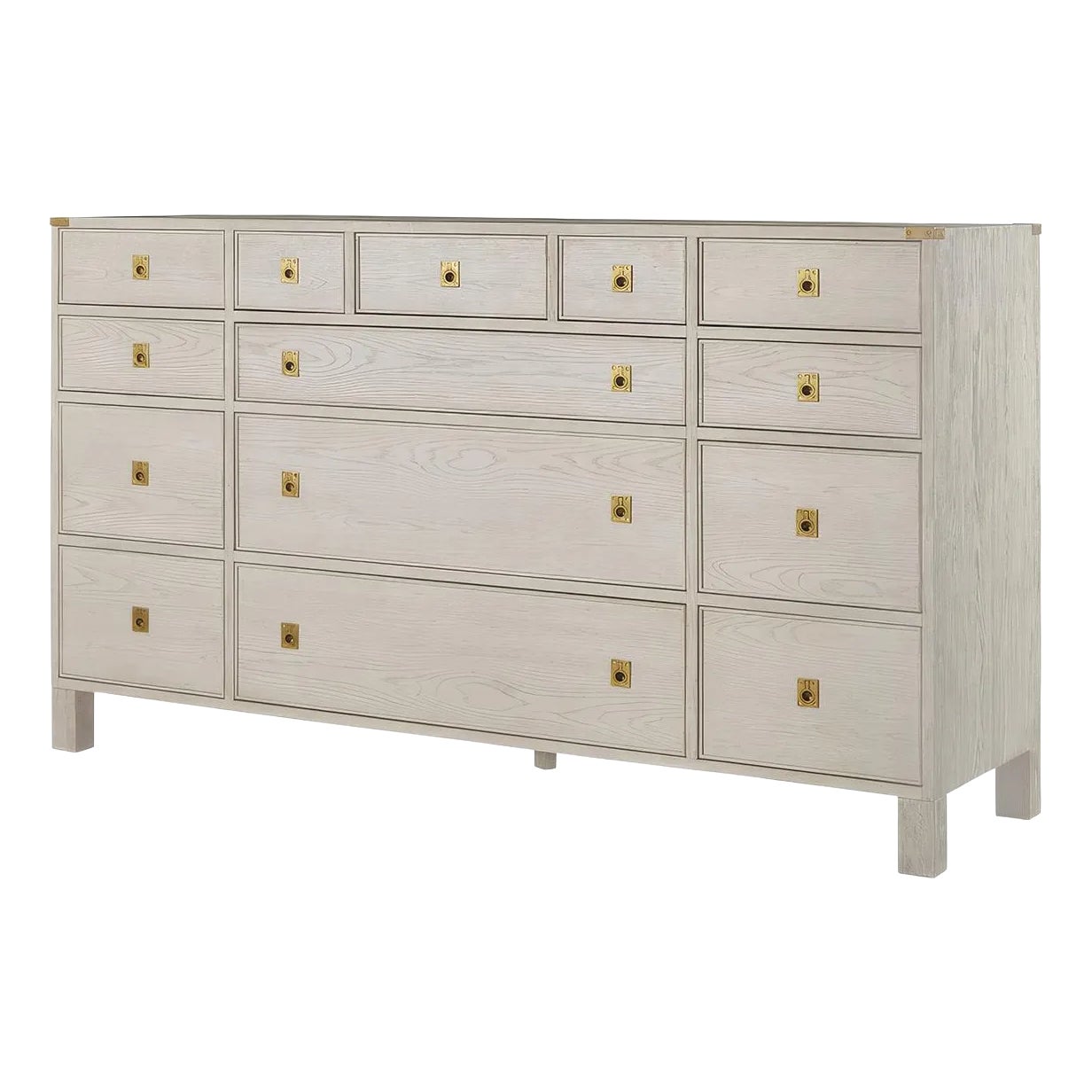 white dresser oak Viggo 6 Drawer white paint Campaign Style White Oak Dresser