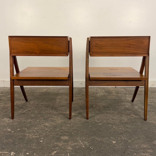 Pair of Kipp Stewart for Drexel Declaration Walnut End Tables Nightstands For Sale In Cleveland - Image 6 of 12