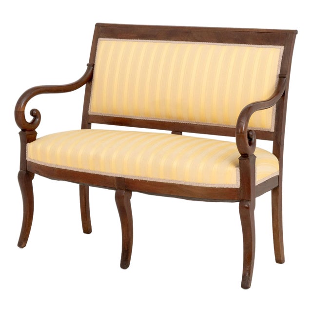 Louis Philippe Style Upholstered Mahogany Settee For Sale