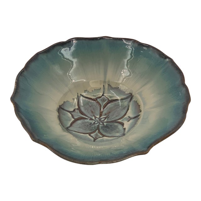 1980s Artist Bill Campbell Art Pottery 13.5" Centerpiece Bowl For Sale