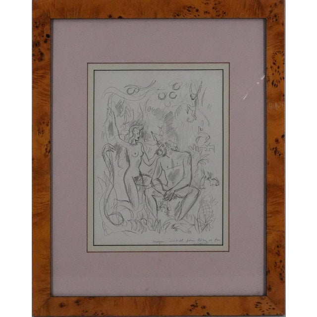 Hervé Baille, Adam and Eve in Paradise, Original Pencil Drawing For Sale - Image 7 of 7