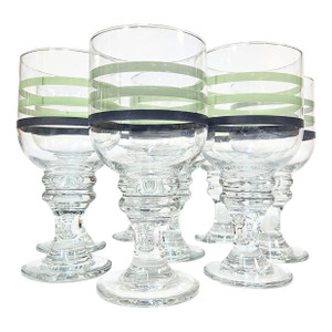 Chunky Coastal Stripe Goblets- Set of Eight