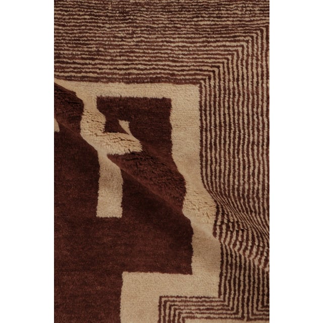 Textile Contemporary Art Deco Style Wool Rug in Chocolate Brown by Rug & Kilim, India For Sale - Image 7 of 10