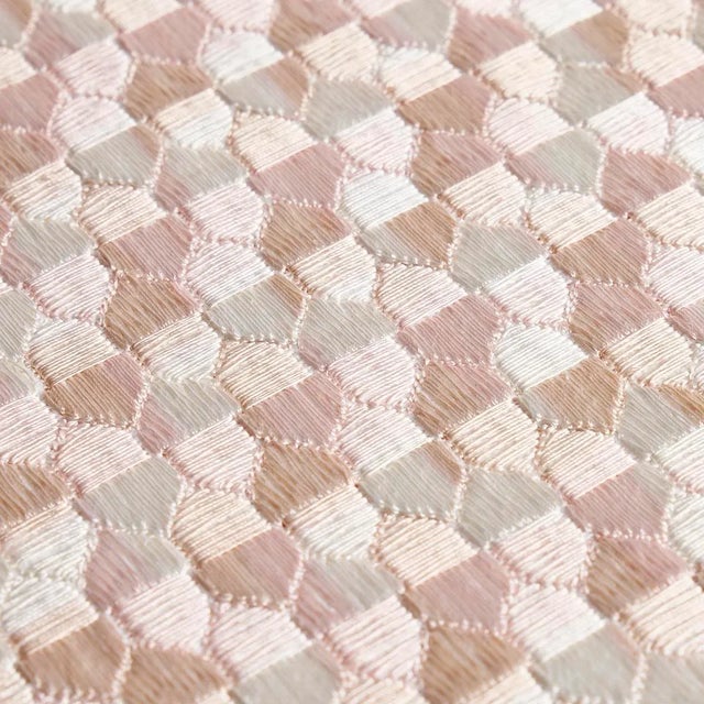 Ivins Embroidery in blush is a fabulous full-coverage geometric pattern rendered in tonal yarns and dense multidirectional...