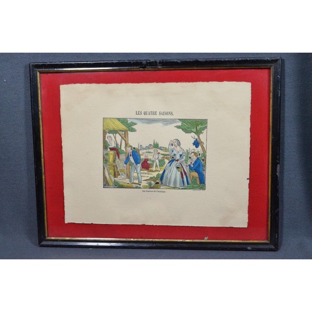 1920s Set of 4 French Imagerie Pellerin “Four Seasons” Hand-Colored Prints, Epinal For Sale - Image 15 of 18