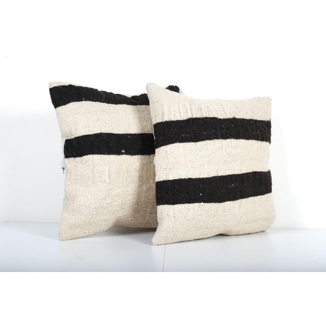 Turkish Hemp Kilim Pillow Cover - a Pair For Sale - Image 4 of 5