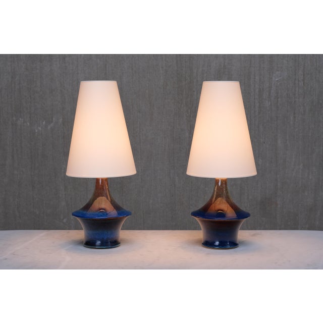 Table Lamps in Glazed Stoneware by Einar Johansen for Søholm, Denmark, 1960s, Set of 2 For Sale - Image 9 of 11