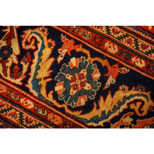 1890s Antique Warm Red Ground Floral Knotted Wool Persian Sultanabad Carpet Rug For Sale In New York - Image 6 of 8