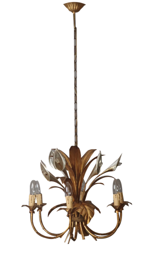 Calla-Lily Chandelier in Gold, 1970s