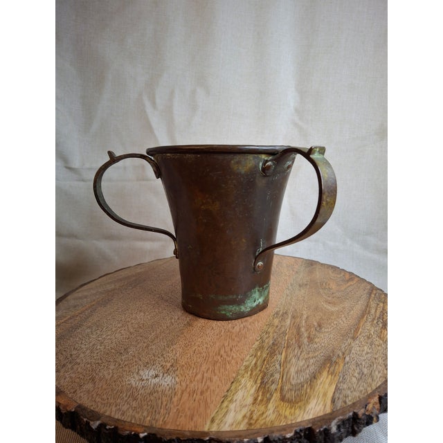 Copper Antique Russian Imperial Copper Netilat Yadayim Cup 3 Handle Judaica Moscow Mark For Sale - Image 8 of 18