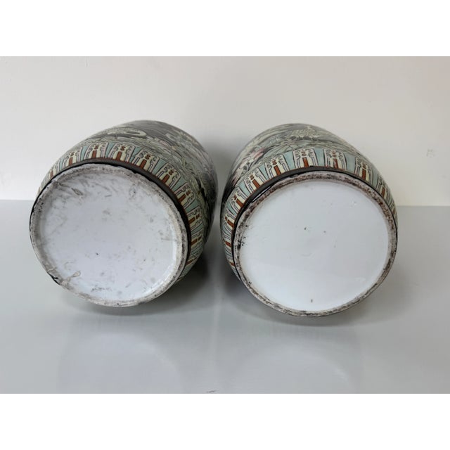 Vintage Chinese Hand-Painted Porcelain Vases – A Pair/ Sold For Sale - Image 12 of 12