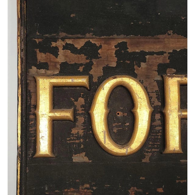 A large, charming, Folk Art gilded and painted sign, U.S.A. circa 1900.