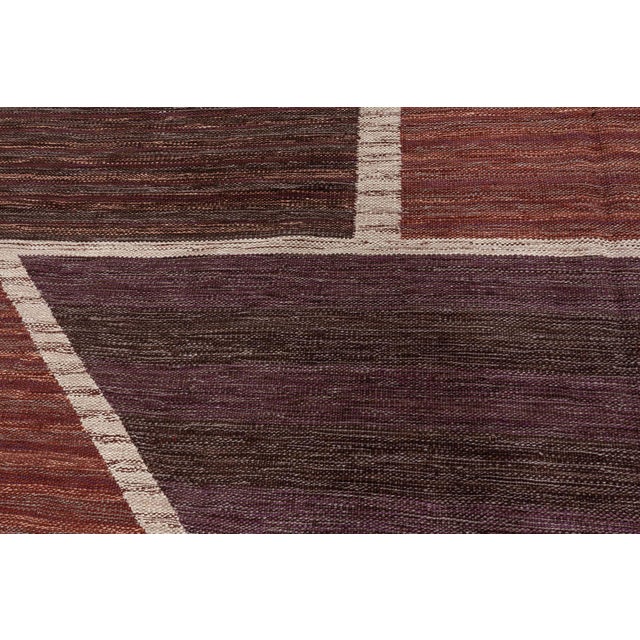 Modern Abstract Geometric Classic Taupe Flatweave Wool Rug by Doris Leslie Blau For Sale - Image 4 of 7