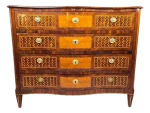Inlaid Chest of Drawers with Double Secret Compartments, 1700s