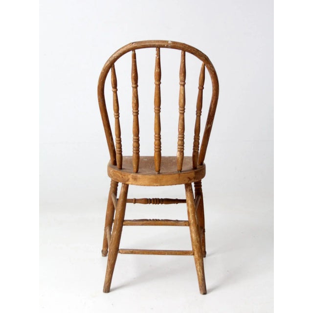 Wood Antique Farmhouse Windsor Dining Chair For Sale - Image 7 of 9