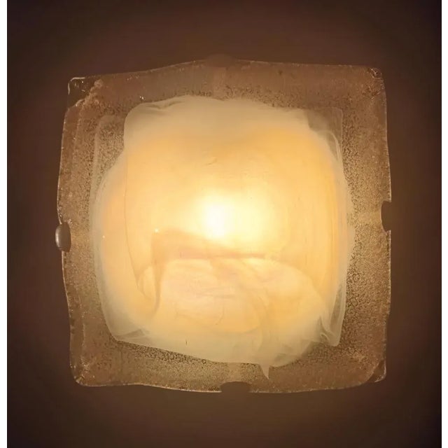 1960s 1960s Milky White Square Murano Flush Mount For Sale - Image 5 of 7