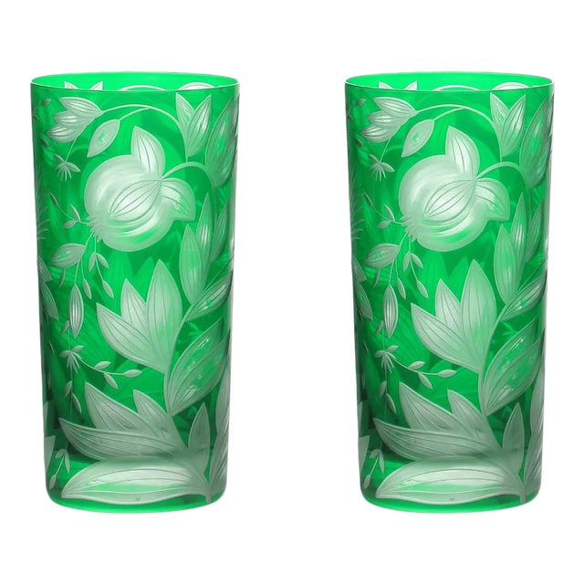 Verdure Highball Glasses Emerald - a Pair For Sale