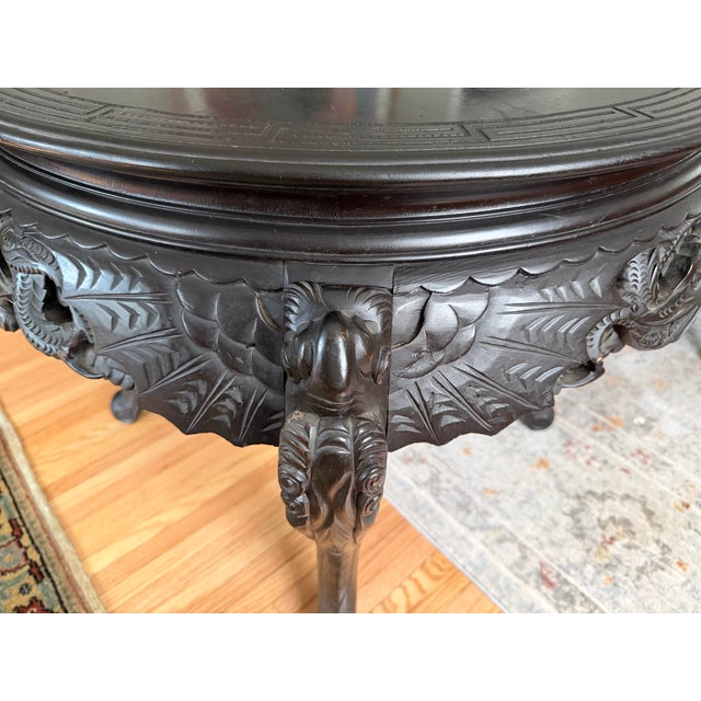 Japanese Large Antique Japanese Meiji Period Carved Flying Dragon Center Table For Sale - Image 3 of 3