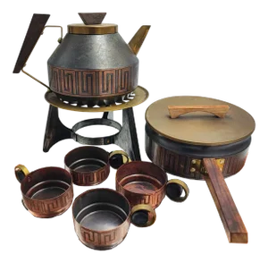 Danish Copper and Brass Tea Set, 1960s, Set of 7