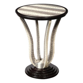 Mid-Century Gueridon Table in Python Leather With Stepped Base by Karl Springer For Sale