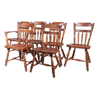 Mid 20th Century Set of Six Cushman Colonial Creations Maple Dining Chairs For Sale