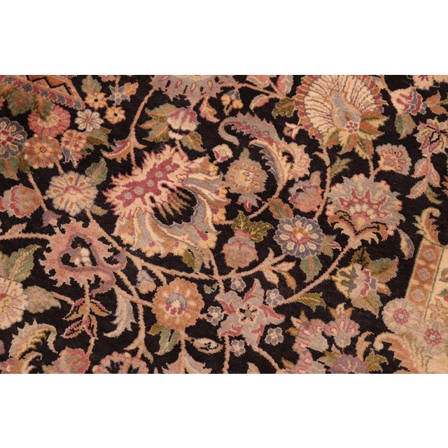 Shabby Chic Shabby Chic Medallion 1990's Pak-Persian Black/Taupe Wool Rug - 6'2'' X 9'2'' For Sale - Image 3 of 9