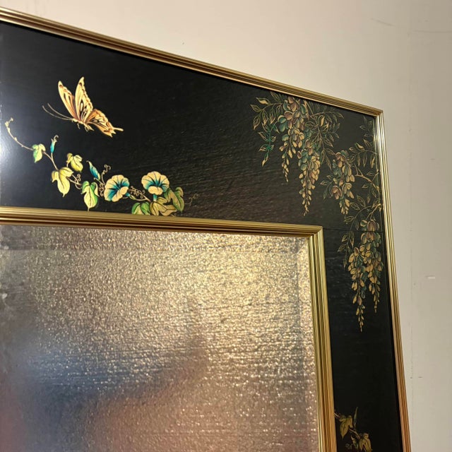 La Barge Vintage La Barge Reverse-Painted Églomisé Chinoiserie Wall Mirror For Sale - Image 4 of 12