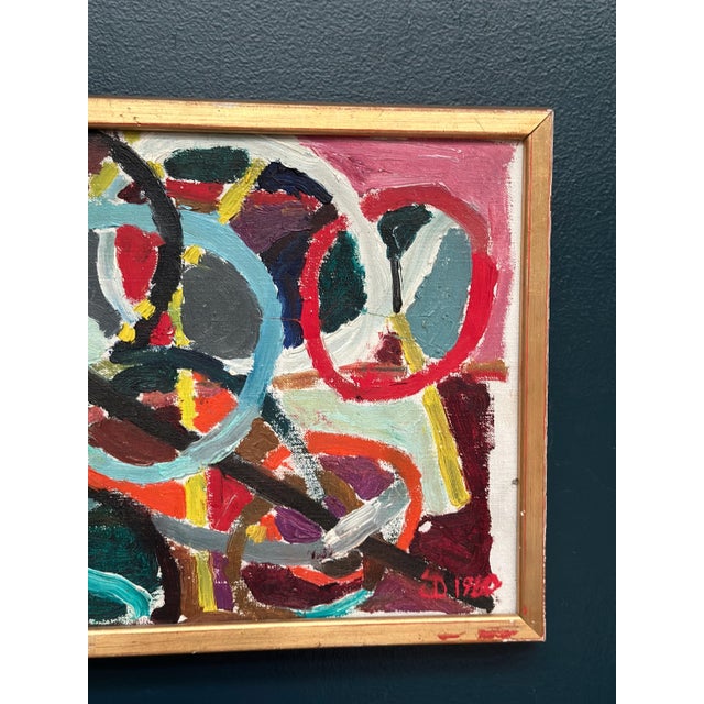 Abstract Composition, 1960, Oil Painting on Canvas, Framed For Sale - Image 4 of 12