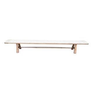 Andrianna Shamaris Impressive Milky Toned Teak Wood Long Bench For Sale