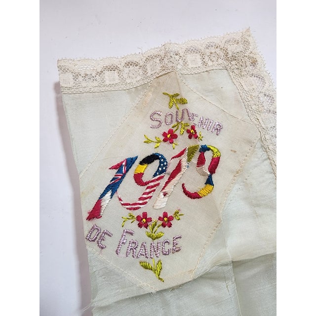 Set of 3 French Antique Handkerchiefs From Ww1 For Sale - Image 16 of 16