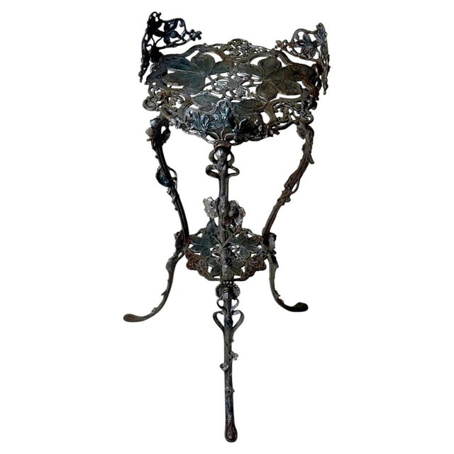 Art Nouveau Cast Iron Plant Stand with Chestnut Leaves, 1880s For Sale - Image 16 of 16