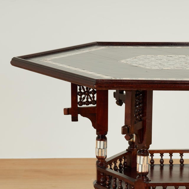 Late 19th Century Antique Moroccan Inlaid Three Tiered Table For Sale - Image 5 of 11