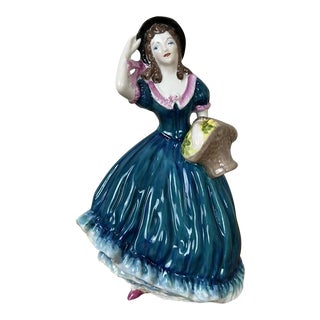 Vintage 1970’s Coalport Breeze Ladies of Fashion Bone China Figurine Teal Dress For Sale