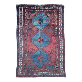 Vintage Village Life Woven Throughout Shiraz Rug 4.6 x 6.9 For Sale