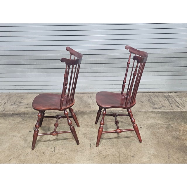 Late 20th Century Set of 6 Nichols & Stone (Stickley) Cherry Fan Back Windsor Chairs For Sale - Image 9 of 12
