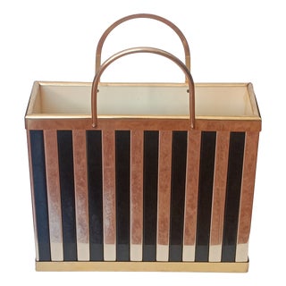 Vintage Italian Brass Magazine Rack, 1960s For Sale