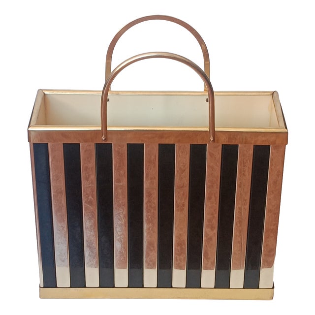 Vintage Italian Brass Magazine Rack, 1960s For Sale