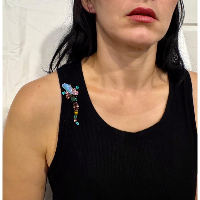 Opal, Green Tourmaline & Multi Color Stone Brooch /Pin 18 Kt Gold 13gm By Medina For Sale - Image 13 of 18